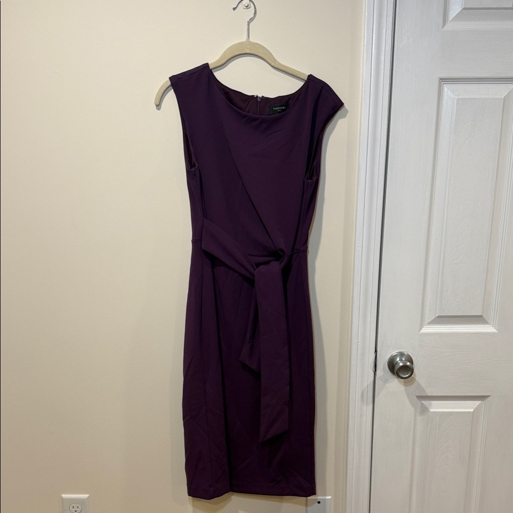Tahari ASL Deep Purple Midi Dress